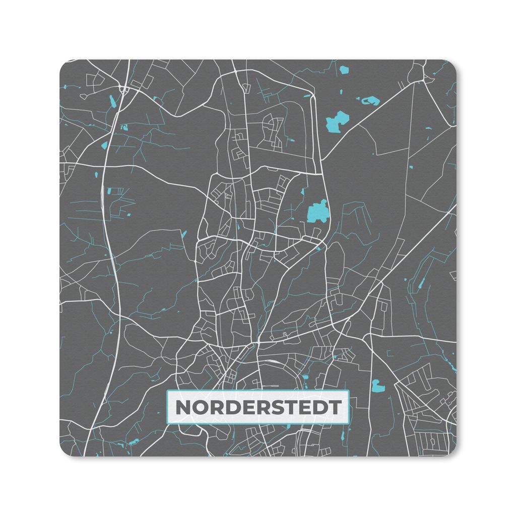 MuchoWow Mauspad Mousepad Stadtplan - Karte - Norderstedt - Blau - Deutschland - Karte 20x20 cm - Mousepads - Maus Mat - Pad - Mausunterlage - De...