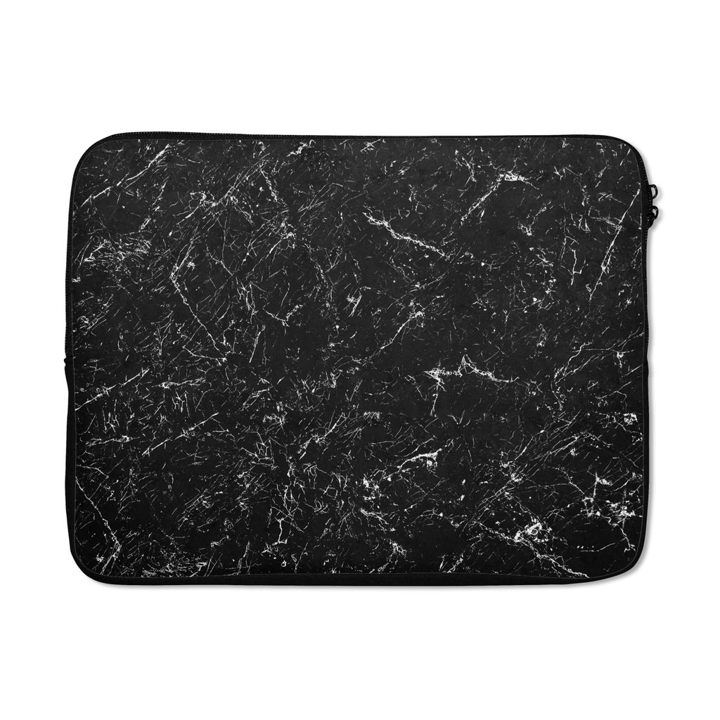 MuchoWow Laptop Hülle 17 Zoll Laptoptasche Marmor - Stein - Schwarz - Weiß - Zipper - Schutzabdeckung