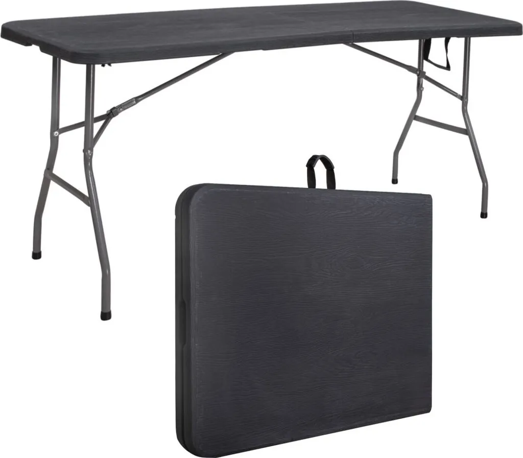 Tavolo Buffet 180cm Nero Pieghevole a Valigetta - Professionale Catering