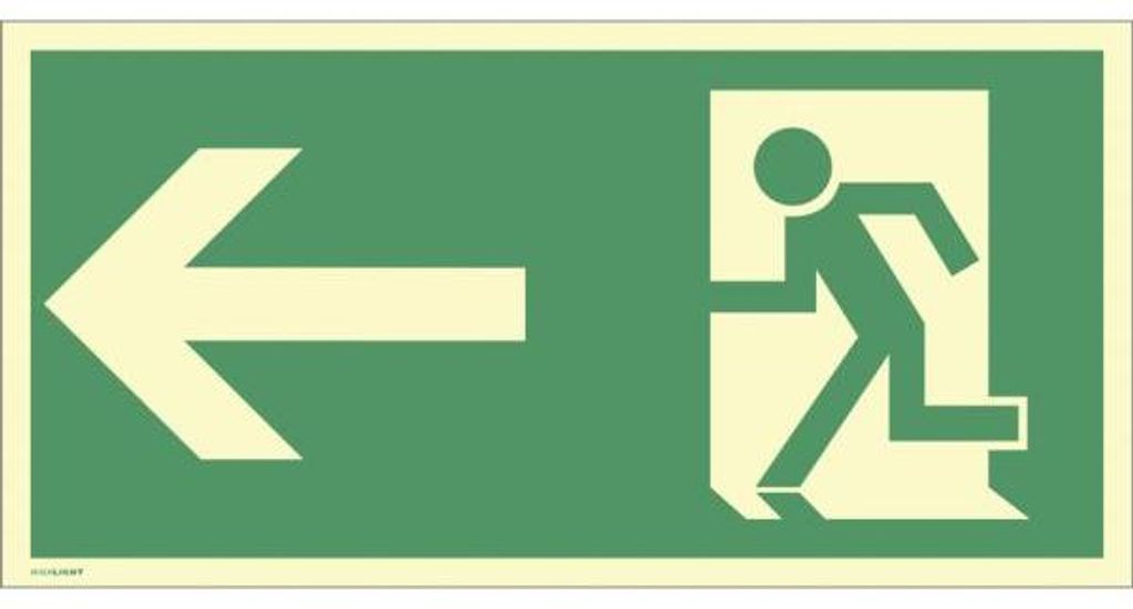Dreifke® Schild Rettungsweg links, Alu, langnachleuchtend, Produktbild 