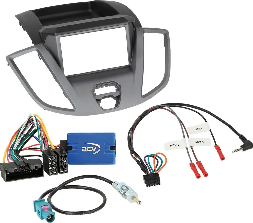 Kit Intégration 2-DIN avec Vide-Poche et Commandes Volant Ford Transit