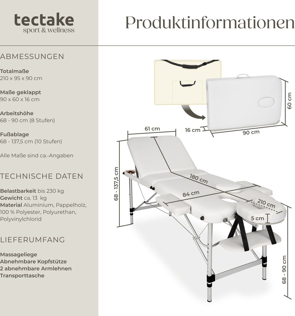 3zónový masážní stůl šířka 61 cm, čalounění 5 cm 210 x 95 x Obrázek produktu 7