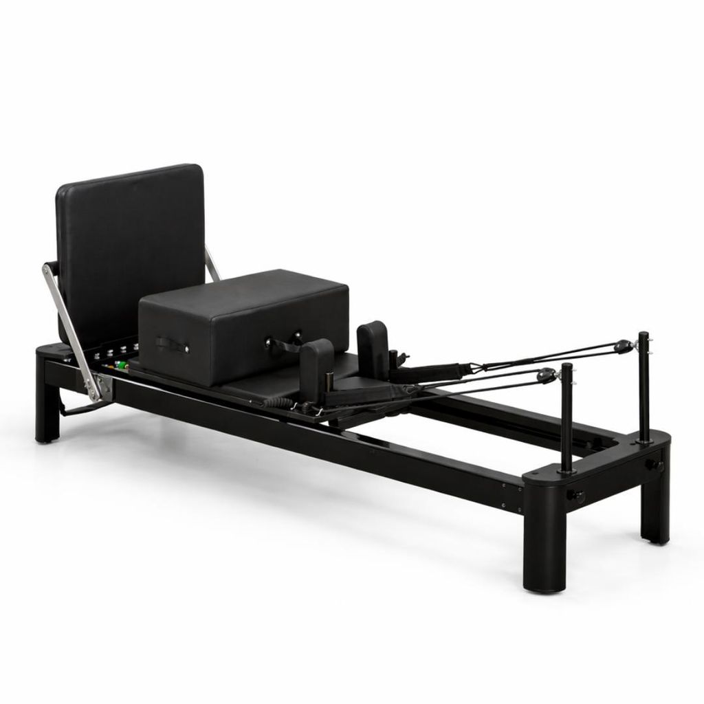 PH Fitness Pilates Reformer aus Aluminium mit 6 Federn, verstellbarer Footbar & Box – Profi Ganzkörpertraining für Zuhause & Studio - Schwarz