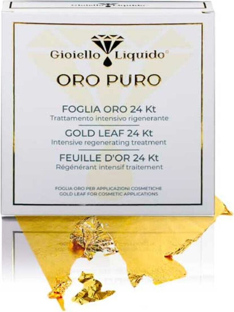 Gioiello Liquido Foglia Oro 24 Kt Reines Gold 4 Stk. 5x5 cm + 2 Stk. 8x8 cm