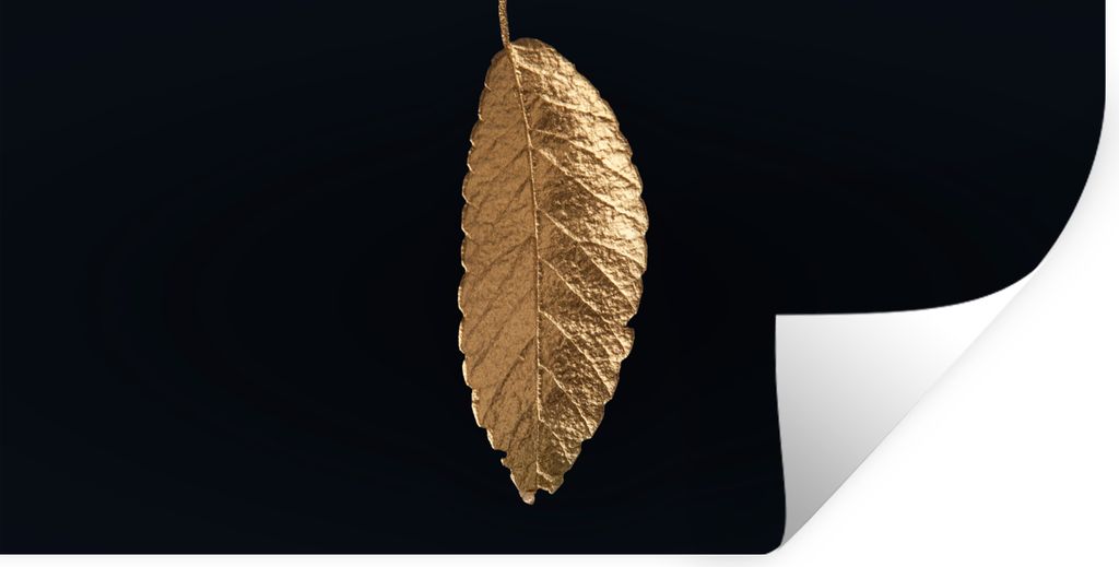 MuchoWow Wandtattoo Wandsticker Wandaufkleber Blätter - Schwarz - Gold - Luxus - Natur 160x80 cm Selbstklebend und Repositionierbar - Sticker - ...