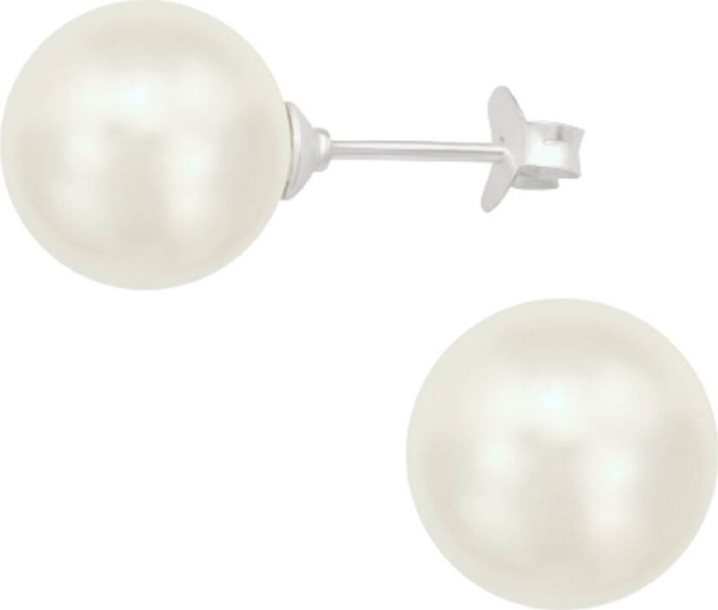Ohrstecker Glasperle 10mm Cream aus .925 Silber