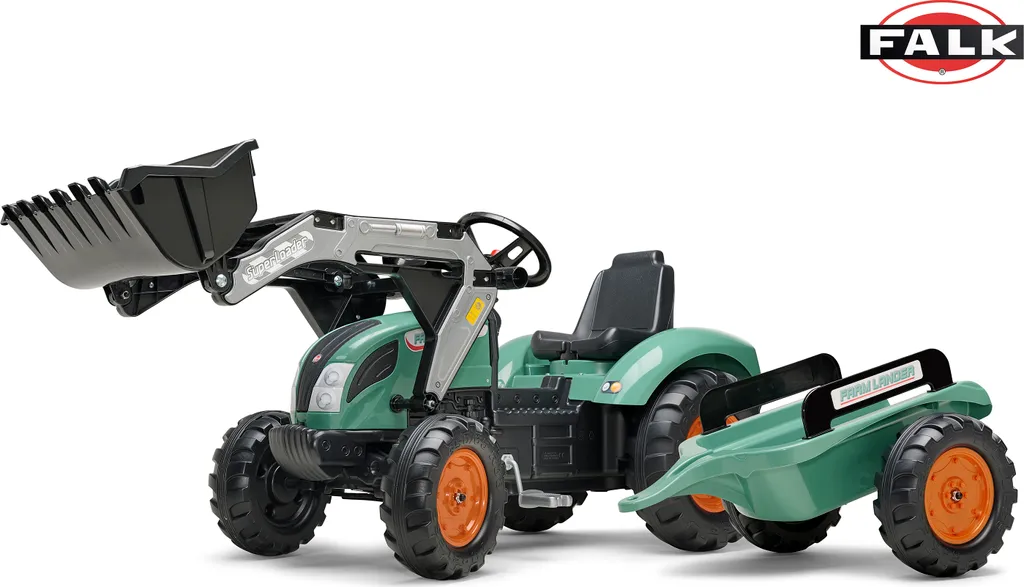 Tracteur à pédales Falk Super Loader avec remorque et pelle pour enfant