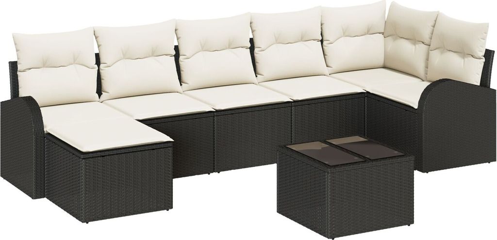 Möbel 7-teiliges Garten-Sofa-Set mit Kissen braunes Poly-Rattan - Gartensofas 3346137