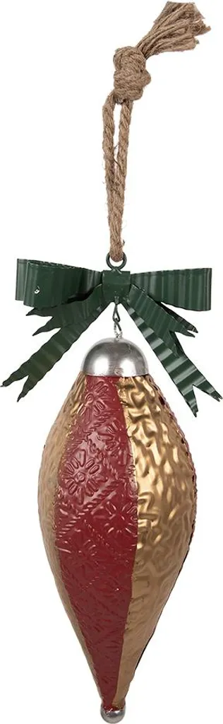 Pendentif décoratif Clayre & Eef 15x12x36 cm rouge en métal robuste