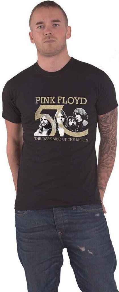 Pink Floyd - "50th" T-Shirt Logo für Herren/Damen Uni RO5068 (S) (Schwarz)