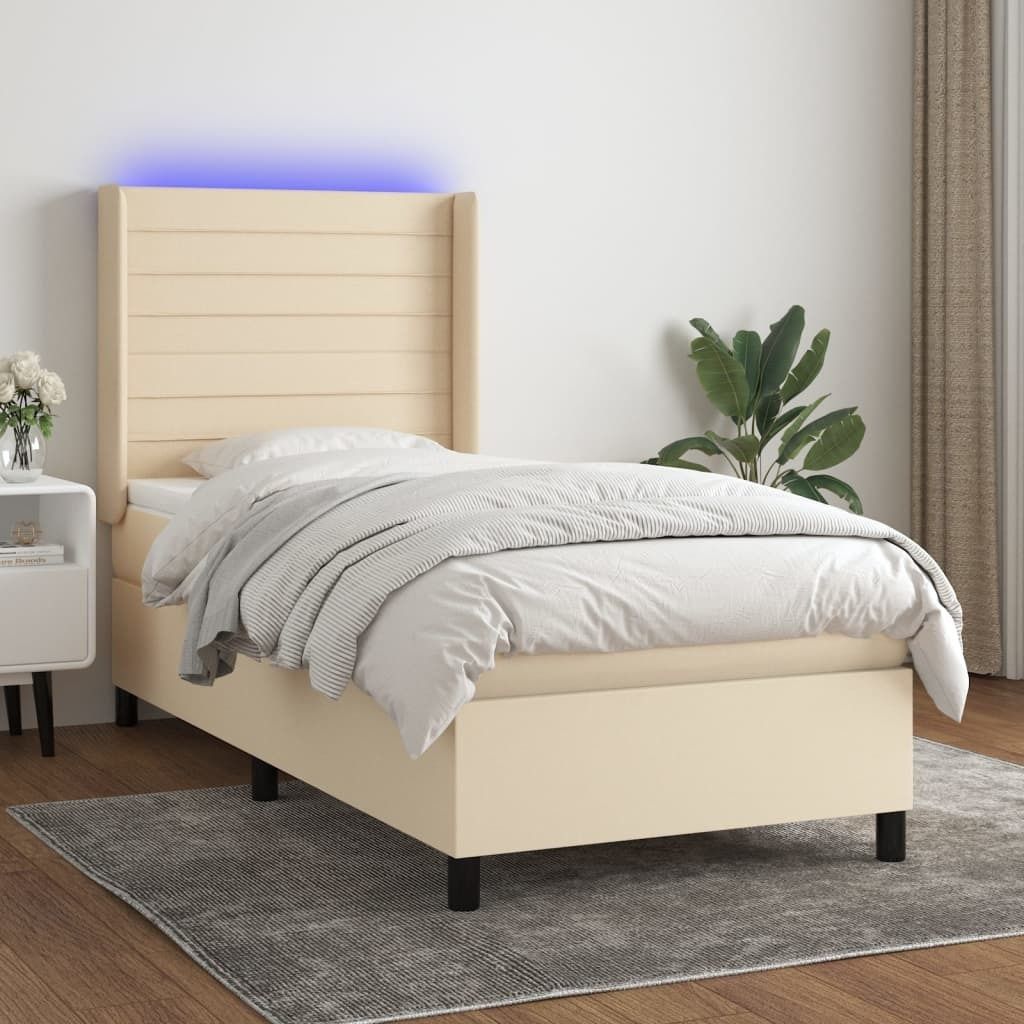 Maison Exclusive - Boxspringbett mit Matratze & LED Creme 80x200 cm Stoff