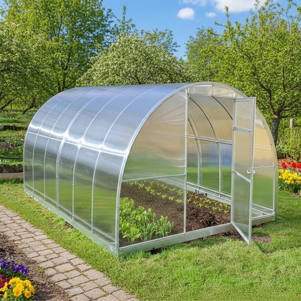 Gewächshaus 3x4 m (12m²) – 4 mm Polycarbonat, Stahlrahmen, UV-beständig, ohne Fundament