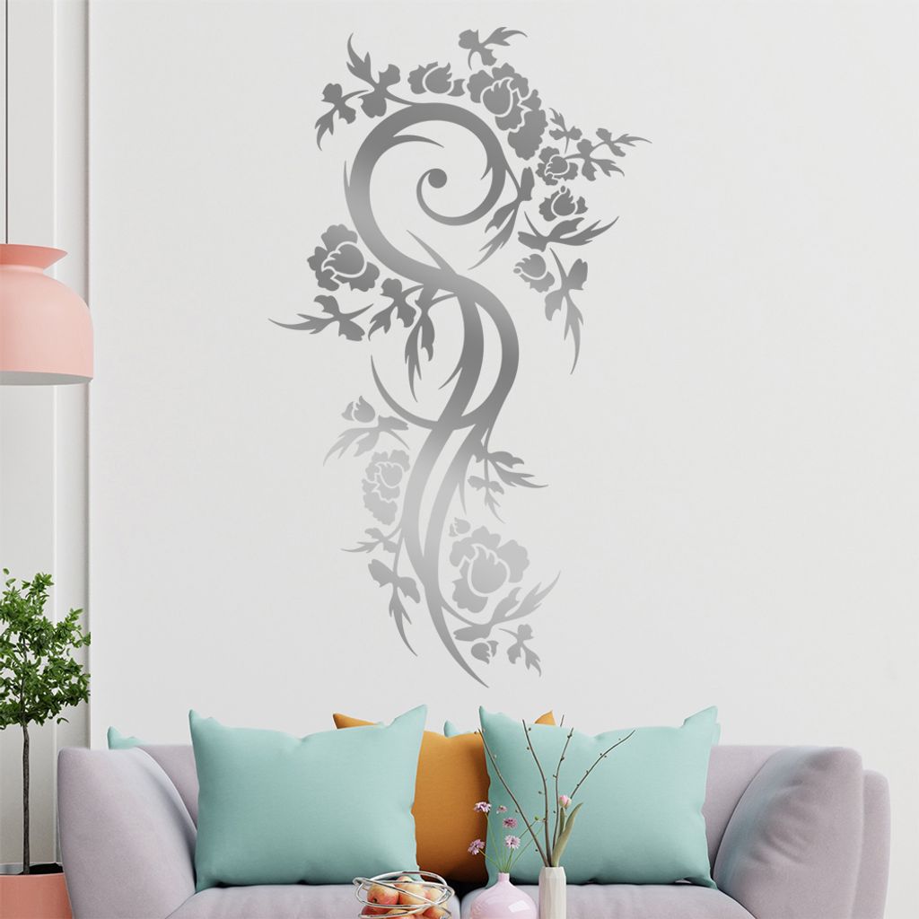 Schöne Blüten Ranke Wandtattoo in 6 Größen - Wandaufkleber Wall Sticker - Dekoration, Küche, Wohnzimmer, Schlafzimmer, Badezimmer
