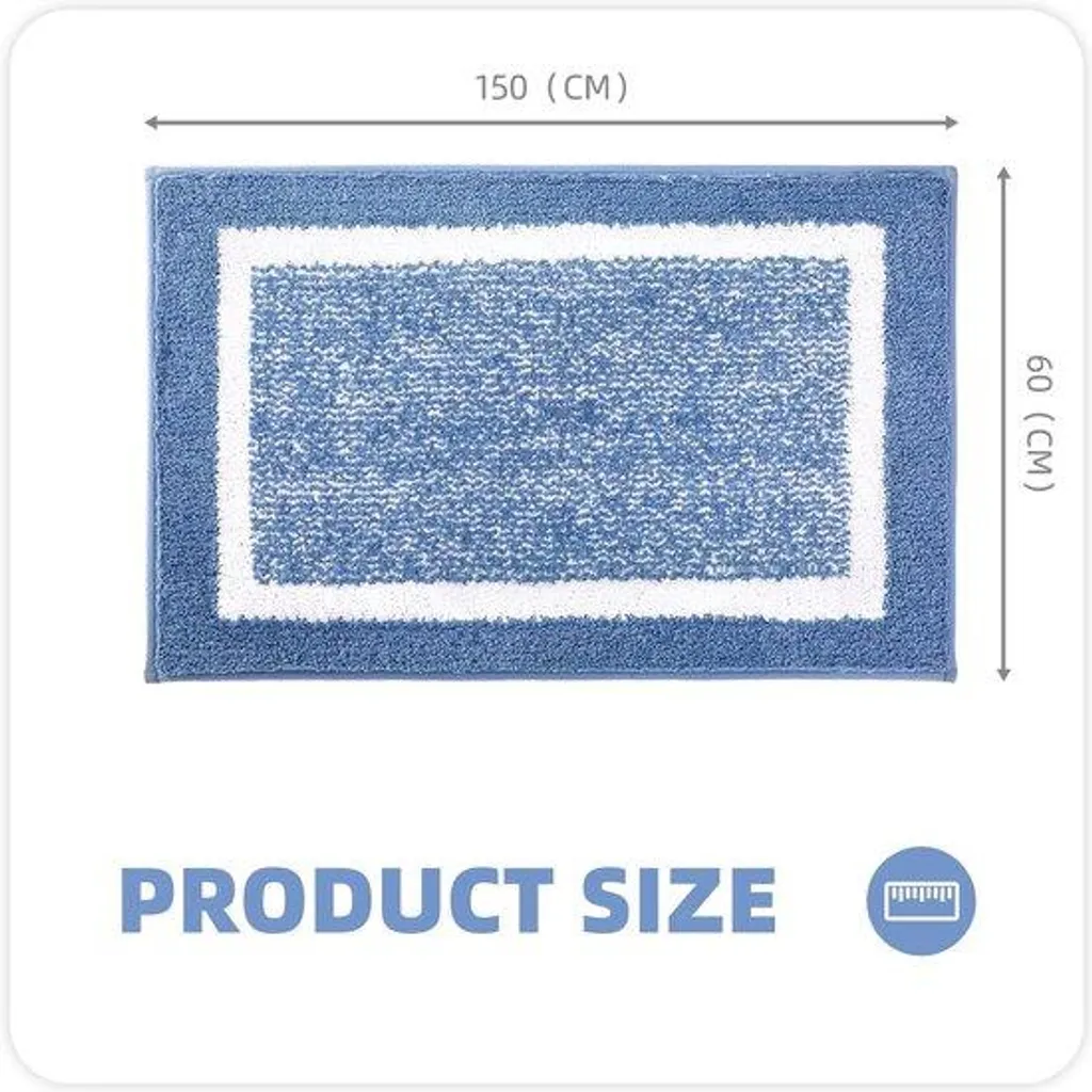Tapis de bain microfibre bleu 60 x 150 cm antidérapant et absorbant