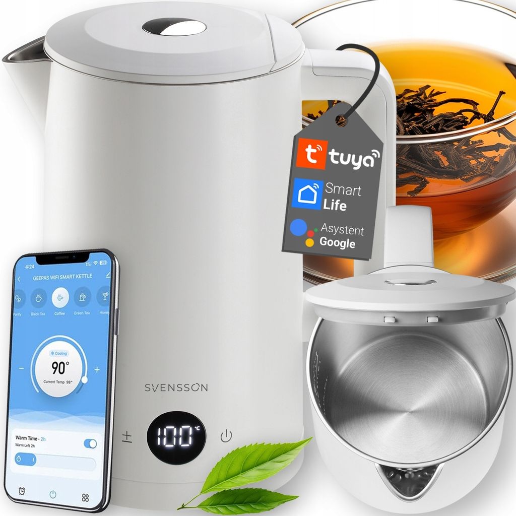 Wi-Fi Wasserkocher Smart 100°C, Temperaturregelung, Tuya Edelstahl