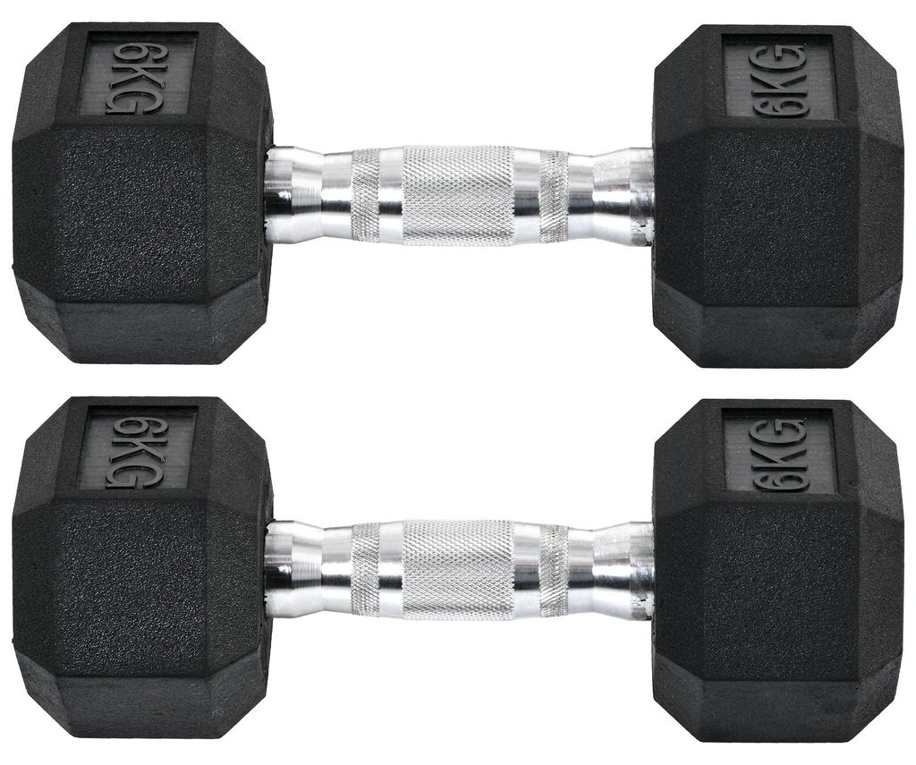 HOMCOM Hexagon Dumbbells, gietijzeren halterset, grip met Productafbeelding 