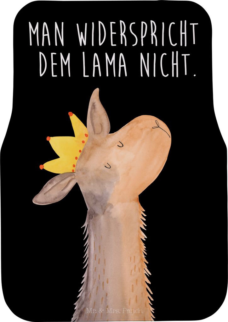 Mr. & Mrs. Panda Auto-Fußmatte Lamakopf König - Schwarz - Geschenk, Papa, Lamas, Lama, Kfz-Fußmatte, Fußmatte Auto, Chef, Mama, Autoteppich, Au...