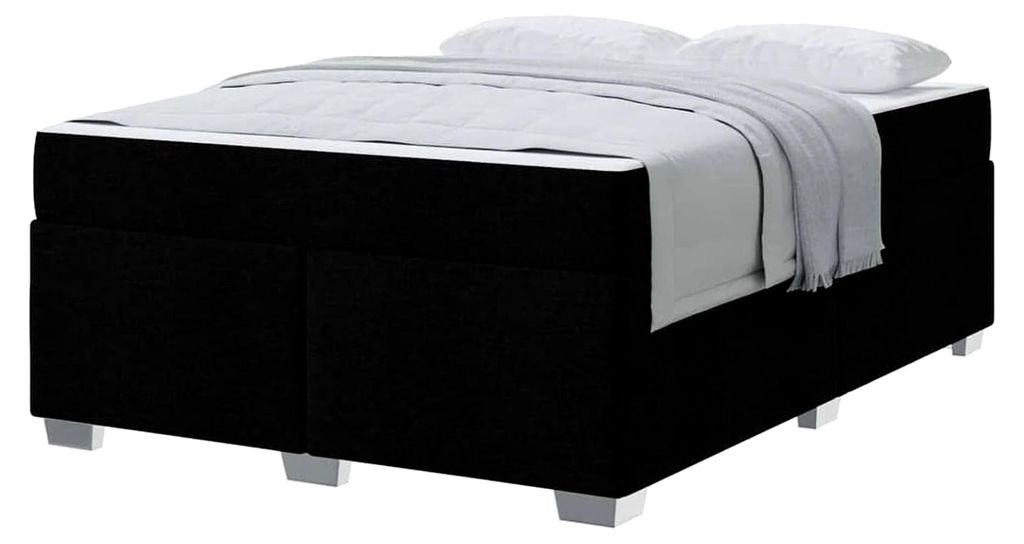 Bettgestell Schwarz 140 x 200 cm Stoff