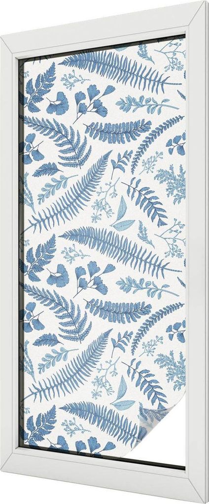 Buntglas Fensterfolie – 116x50 cm – Stained-Glass Design – blickdichte dekorative Sichtschutzfolie – selbstklebend, UV-Schutz – Botanisch...