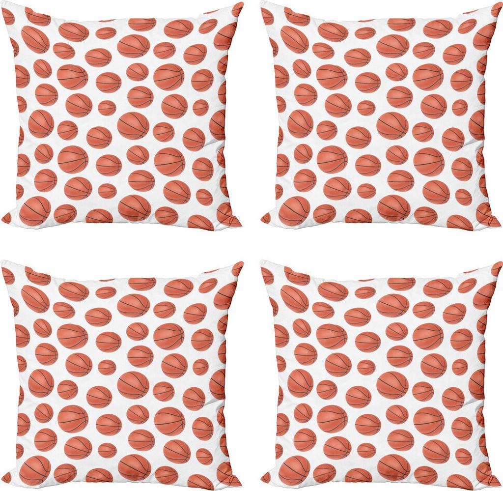 ABAKUHAUS Basketball Kissenbezug Set (4 Stück), Realistische Art-Kugel, Moderner Doppelseitiger Digitaldruck, 45 cm x 45 cm, Pale Zimt Weiß