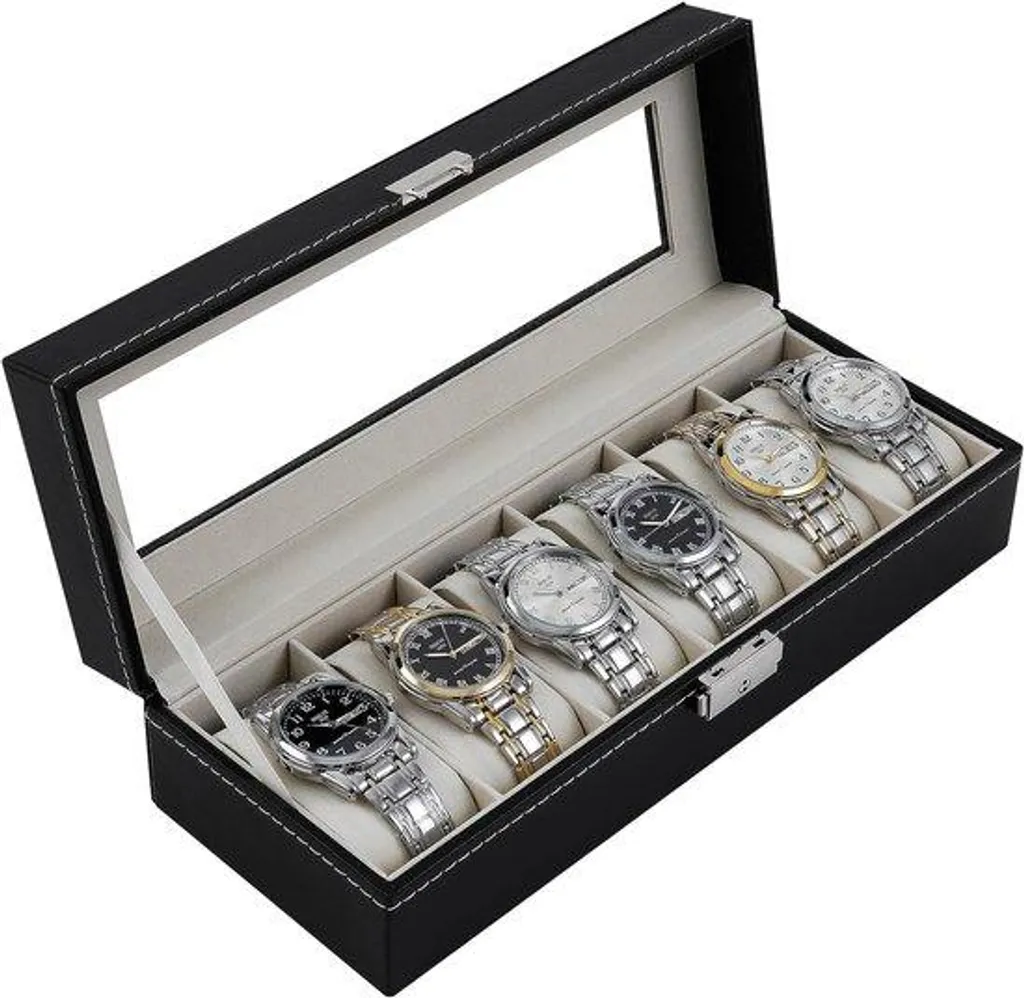 Coffret à montres en velours noir pour 6 montres de luxe