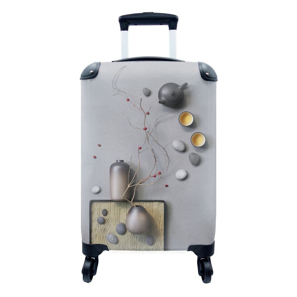 MuchoWow Koffer Handgepäck Trolley Rollkoffer Kleine Reisekoffer mit 4 Rollen - Stilleben - Interieur - Tee - Cabin Size < 55x40x23 cm & 55x40x2...