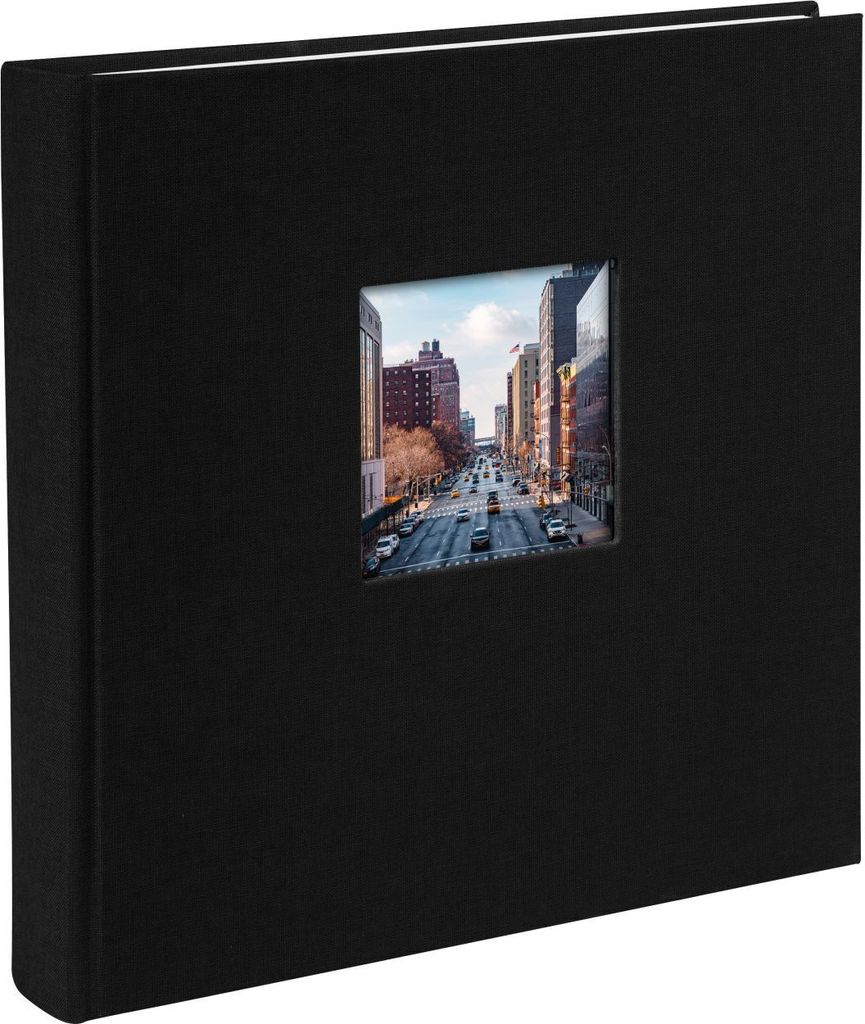 Goldbuch Fotoalbum Bella Vista 25x25 cm Schwarz Leinen 60 Seiten Fensterstanzung