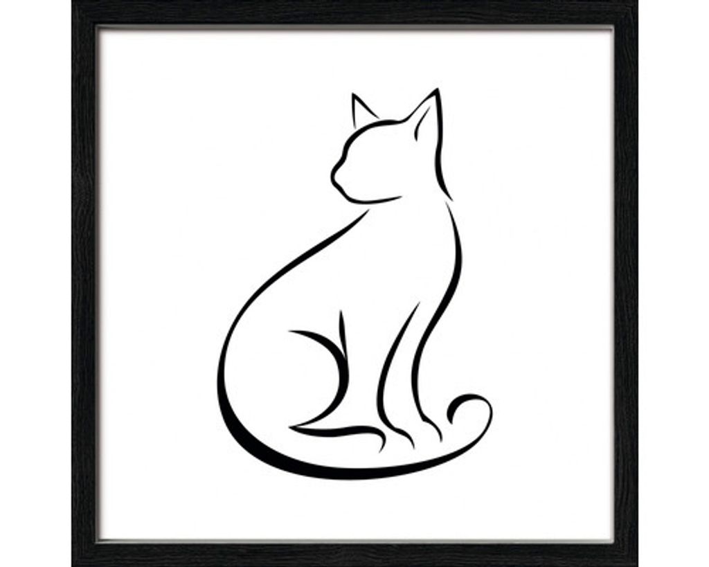 Gerahmtes Bild Line Art Cat 33x33 cm