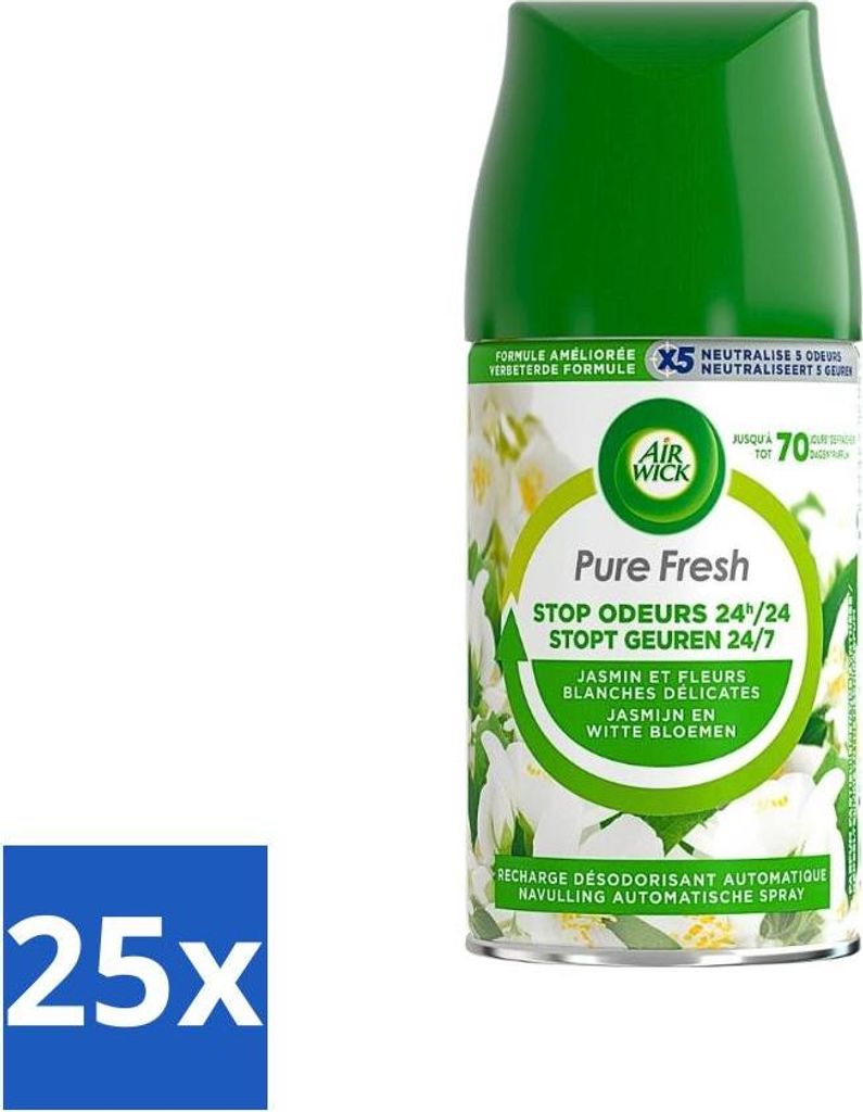 Air Wick Freshmatic – Lufterfrischer-Nachfüller – Reiner Jasmin und weiße Blüten – 250 ml - Vorteilspack - 25 Stücke