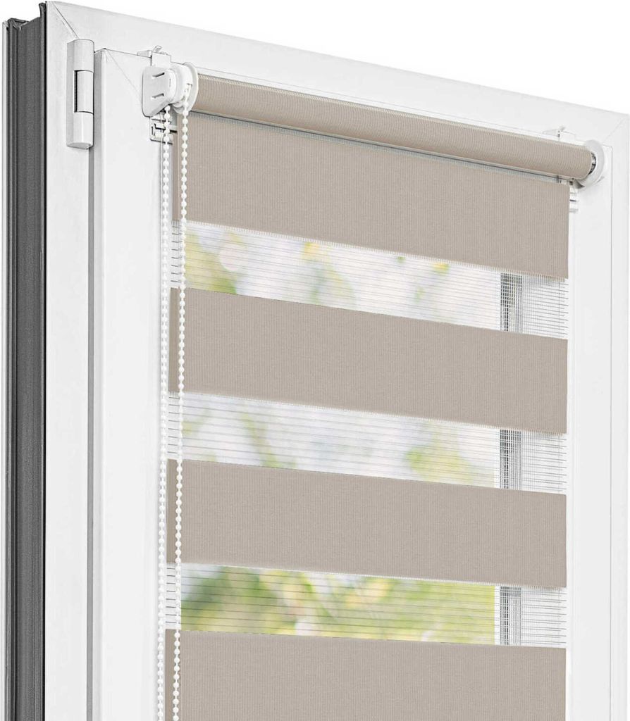 Estika Doppelrollo Klemmfix - 85 x 150 cm - Taupe - Duo Produktbild 