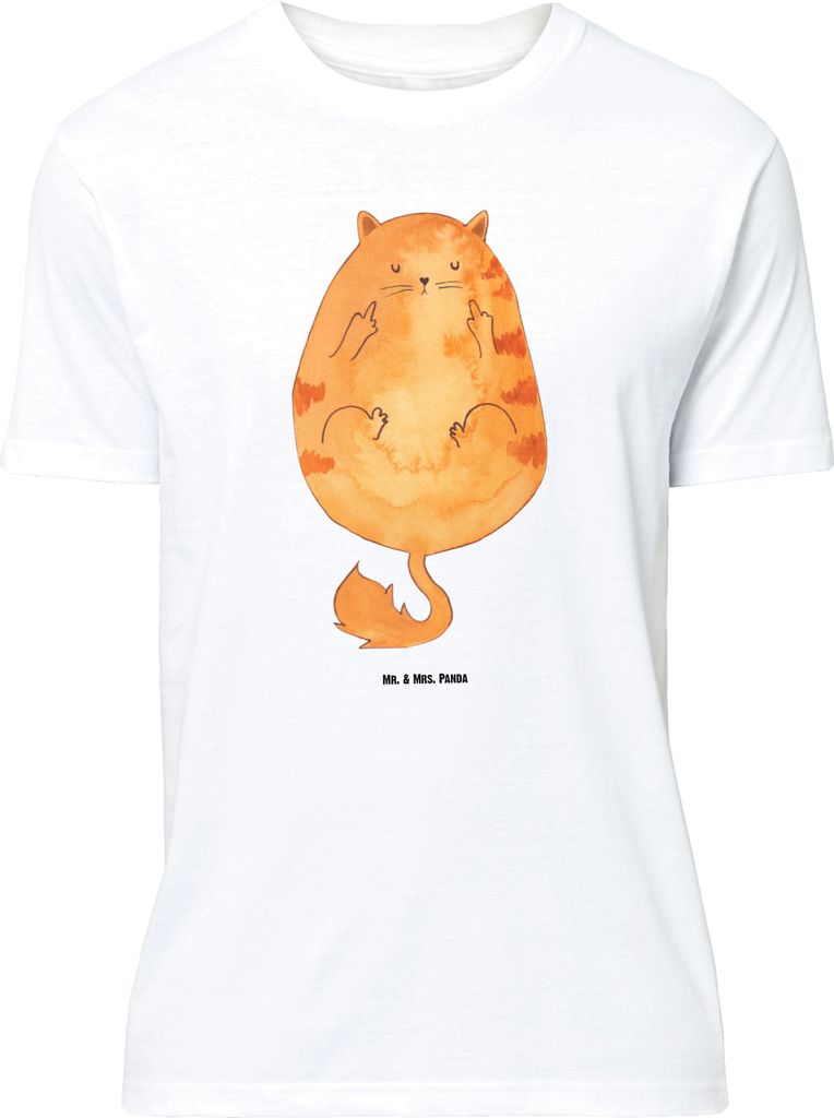 Mr. & Mrs. Panda Größe L T-Shirt Katze Frühaufsteher - Weiß - Geschenk, Kaffee, Tiger, Kater, Shirt, Tshirt, mit Spruch, Katzen