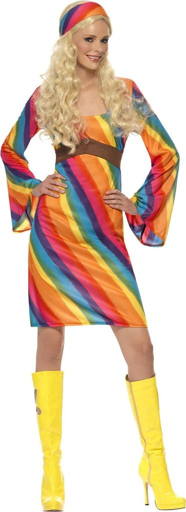 Regenbogen Hippie - Kostüm Kleid für Fasching Größe: M Produktbild 