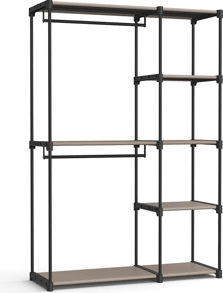 Armoire penderie taupe 182cm avec tringles, structure haute robustesse