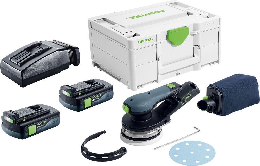 Festool ETSC 2 125-Basic Akku Exzenterschleifer 18 V 125 mm Brushless + 2x Akku 3,0 Ah + Ladegerät + Systainer
