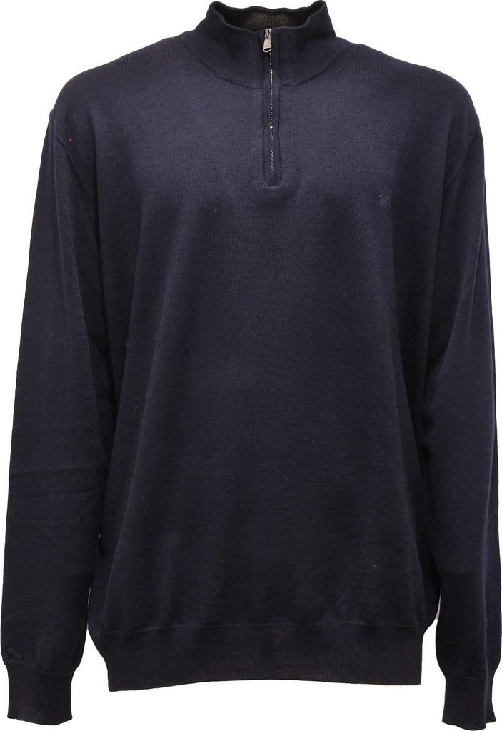 5018AP maglione uomo HARMONT&BLAINE man wool mid-zip sweater blue