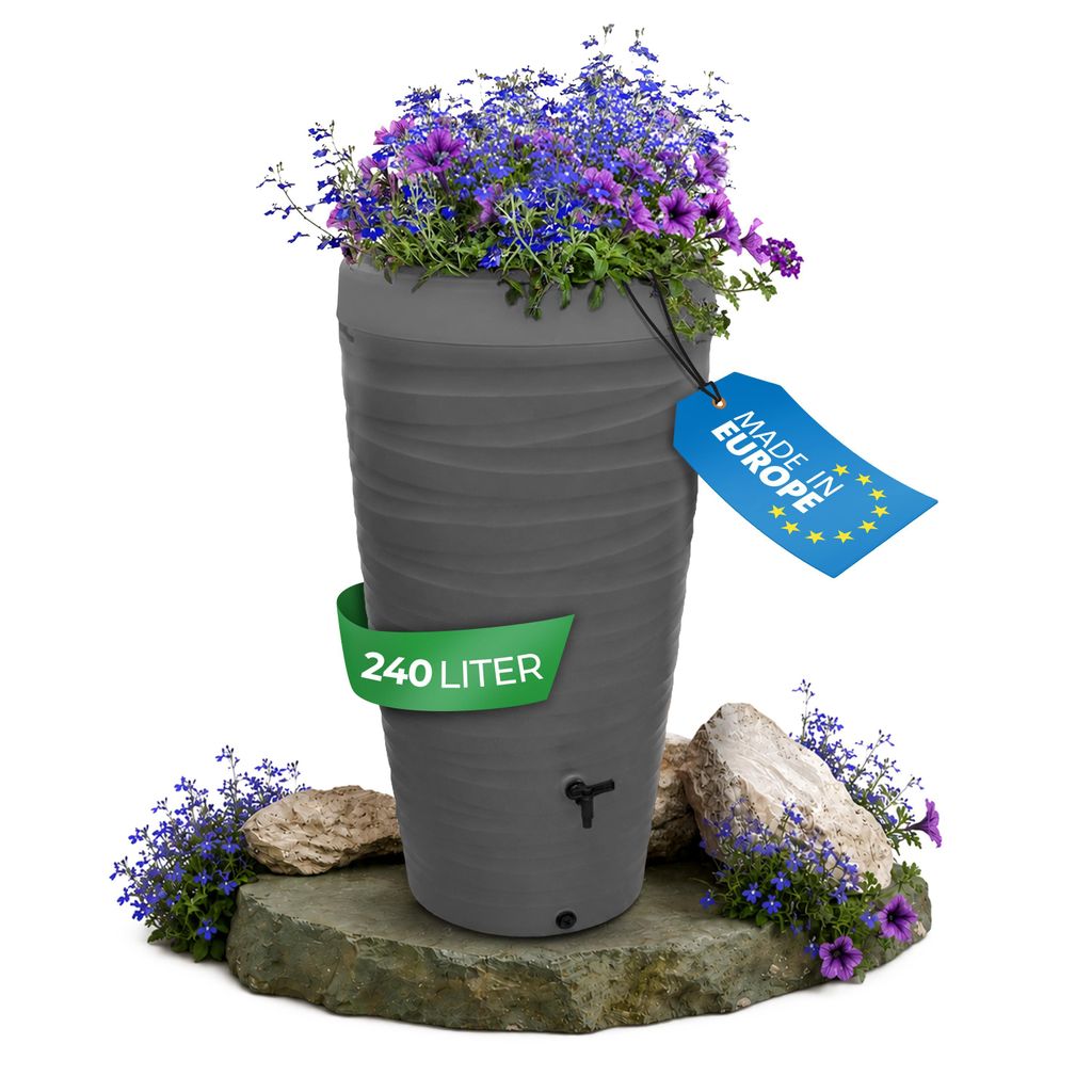 YourCasa Regentonne 240 Liter [Wave Design] - Frostsicher & Produktbild 
