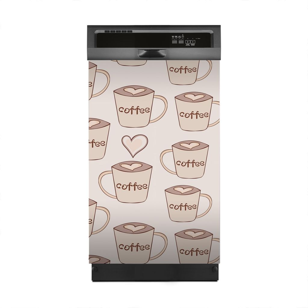 Aufkleber sticker 45x70 cm Dekorative folie Spülmaschine - Kaffee Tassen und Herzen