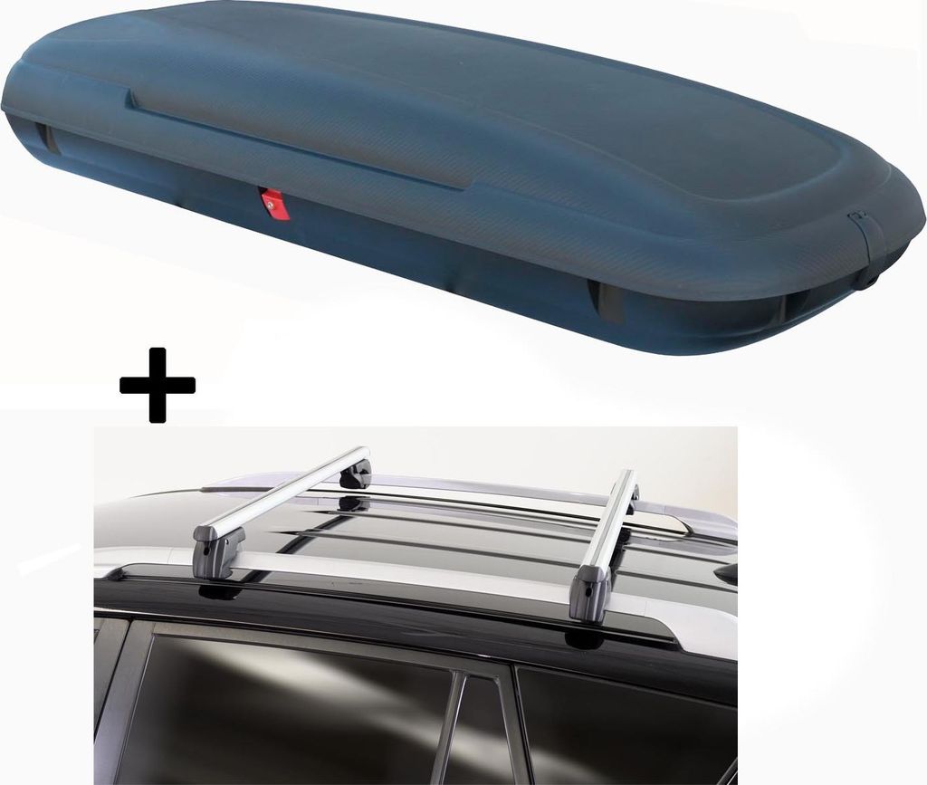 Dachbox VDPCA480 480 Liter carbonlook + Dachträger Sherman kompatibel mit für Lada Largus ab 12