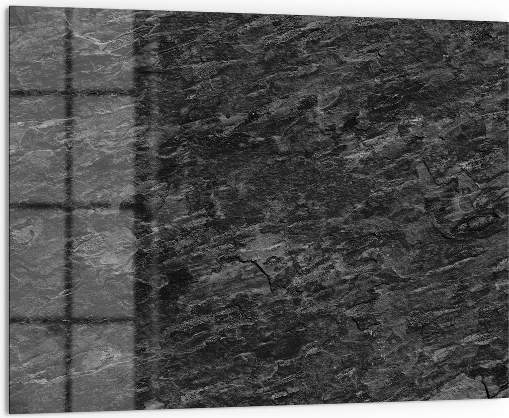 DEQORI Küchenrückwand Glas 80x60 cm 'Dunkle Steinstruktur' Spritzschutz Bad Rückwand