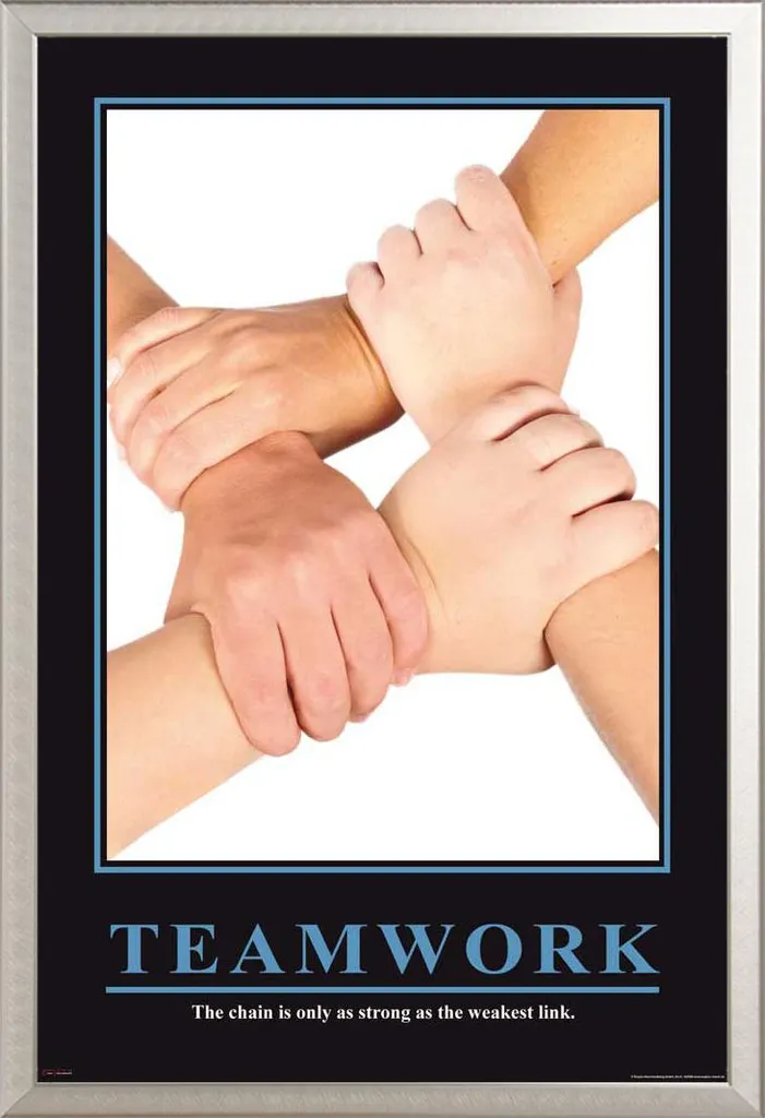 Poster Motivation Équipe pour Salle de Réunion avec Cadre Argent Shinsuke