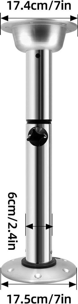 Tischgestell für Boot, Wohnwagen & Wohnmobil - Tischbein/Tischuntergestell - Höhenverstellbar - Max. Höhe 72 cm - Silber