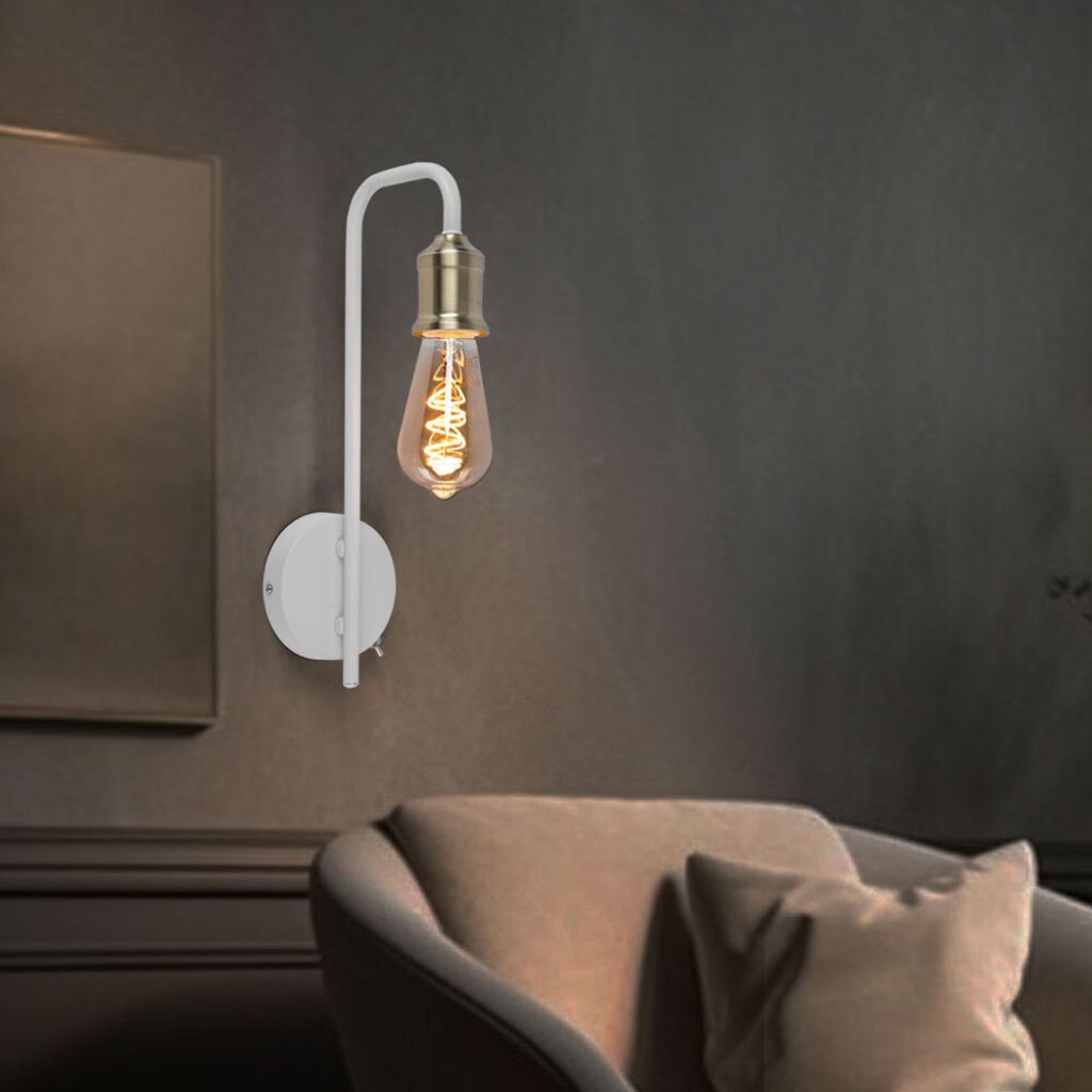Wandlampe, Messing, weiß, Höhe 36 cm
