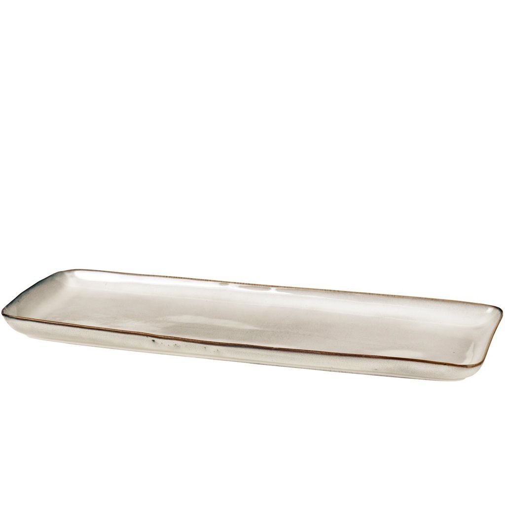 Broste Copenhagen Servierplatte rechteckig Nordic Sand 12,5 x 35 cm Steingut sand