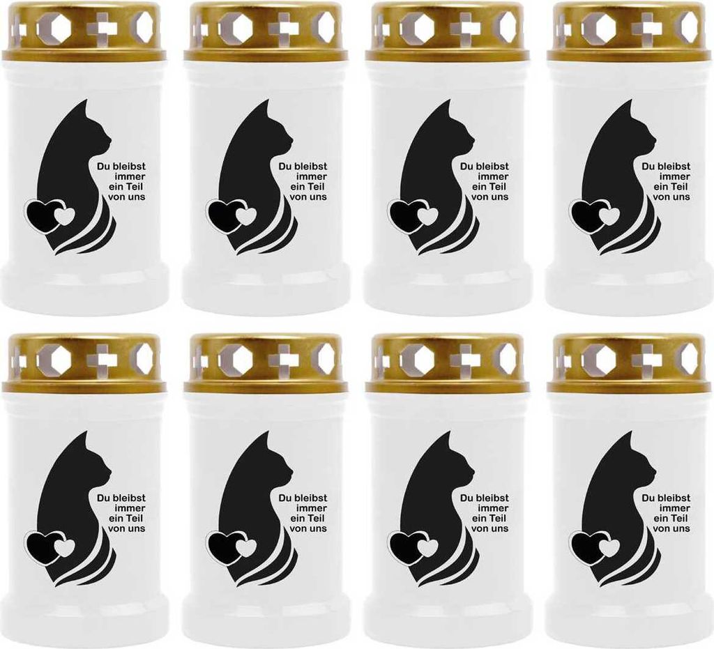 Grabkerze Weiß 8er Pack, Brenndauer: 40 Stunden ( je Kerze ), Motiv: Portrait