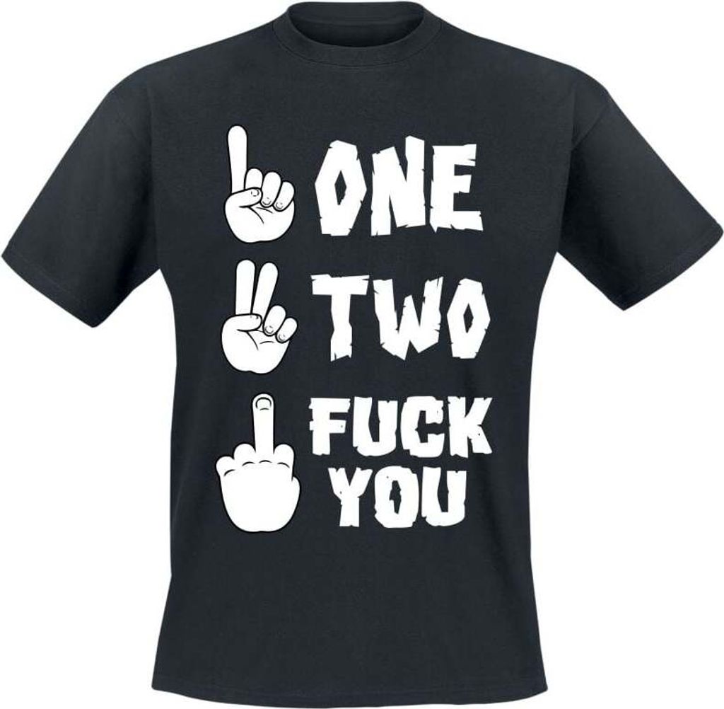 Funshirt T-Shirt Herren One Two Fuck You schwarz M