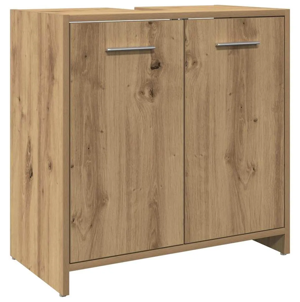 Armoire sous Lavabo 60x33x60 cm Finition Chêne avec Portes de Rangement
