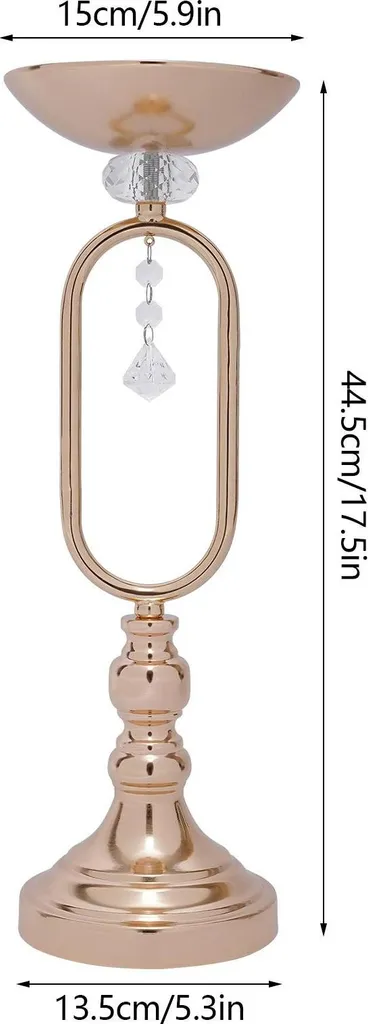 Centres de Table Mariage Chic : 10 Vases Bougeoirs 44,5 cm Dorés en Fer