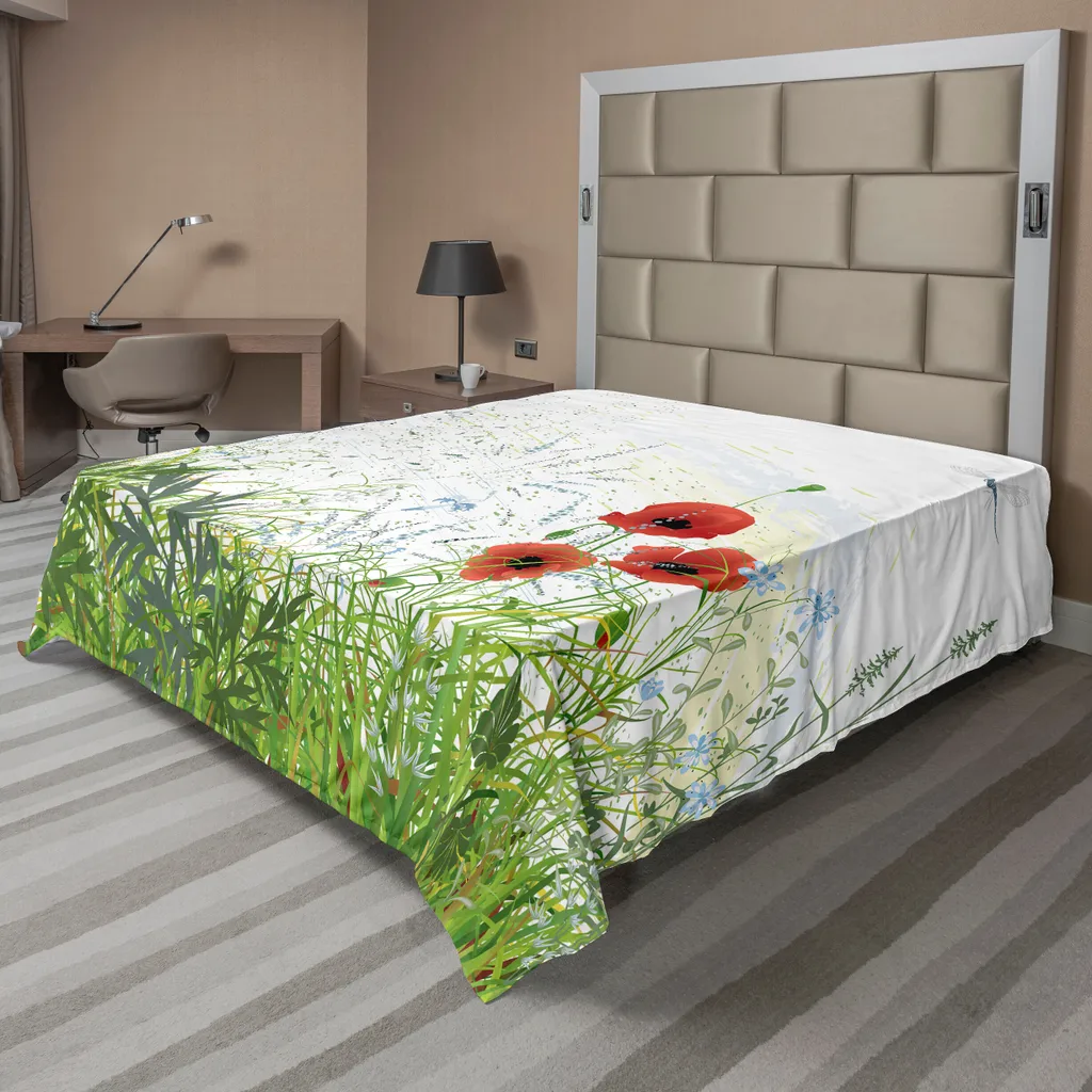 Drap en microfibre douce motif libelle et fleur de lys 244 x 205 cm