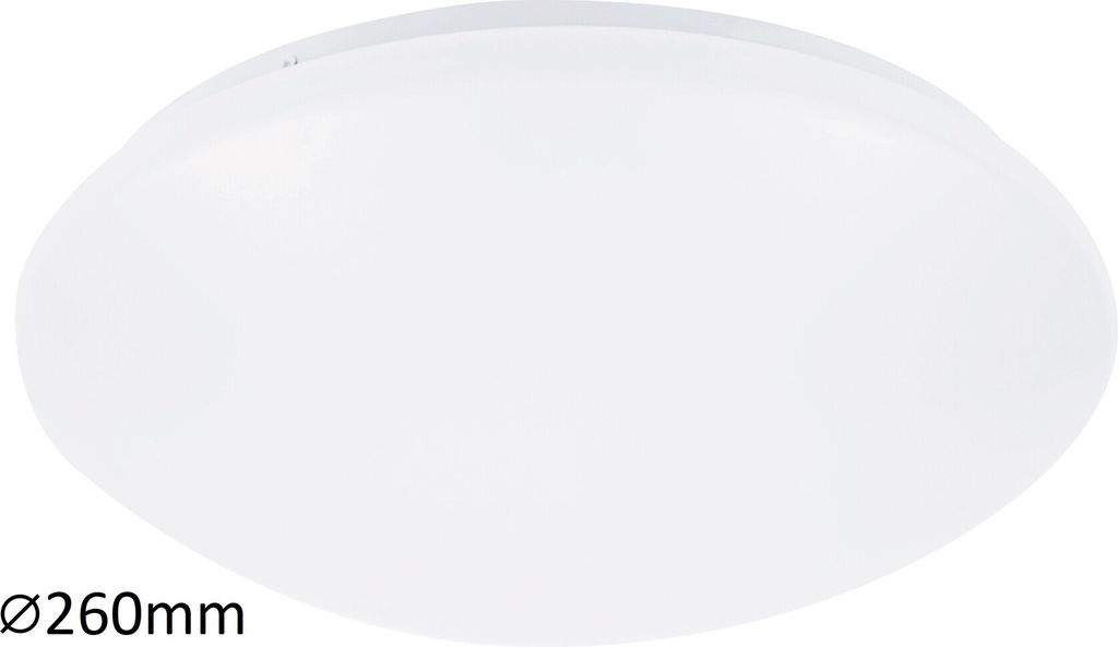A white, round ceiling light is shown against a white background. The diameter of the light is indicated as 260mm.