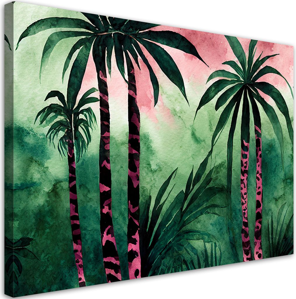 Leinwandbild tropische Dschungellandschaft 60x40 Feeby Grün bild für die wand bereit zum aufhängen